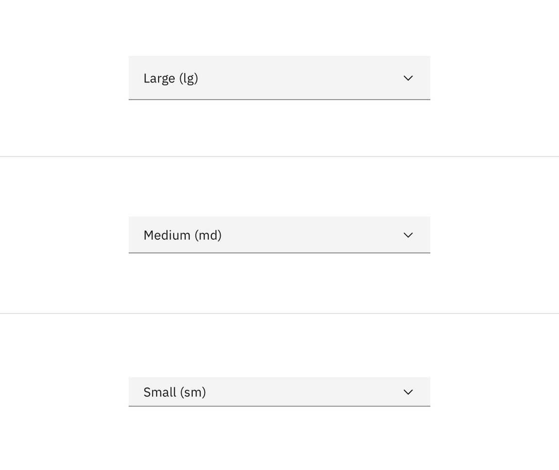 Dropdown sizes